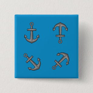 Cartoon Boat Anchor Set 15 Cm Square Badge