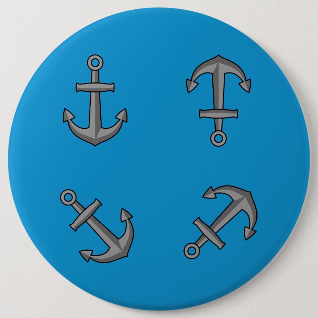 Cartoon Boat Anchor Set 6 Cm Round Badge (Front)