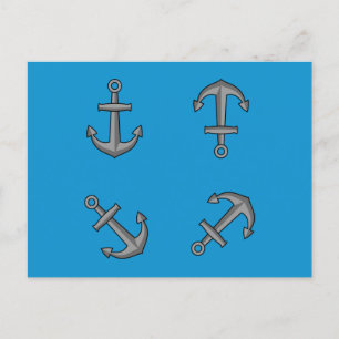 Cartoon Boat Anchor Set Holiday Postcard