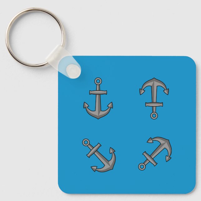 Cartoon Boat Anchor Set Key Ring (Front)