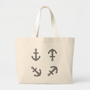Cartoon Boat Anchor Set Large Tote Bag
