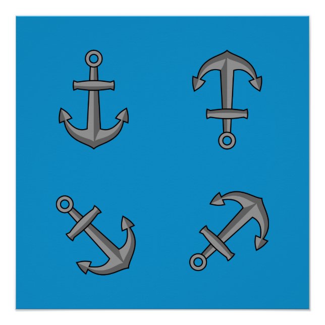 Cartoon Boat Anchor Set Poster (Front)