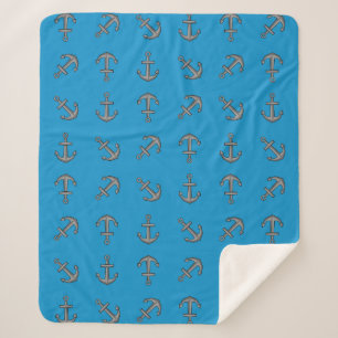 Cartoon Boat Anchor Set Sherpa Blanket