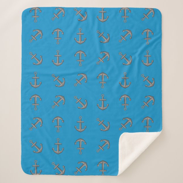 Cartoon Boat Anchor Set Sherpa Blanket (Front)