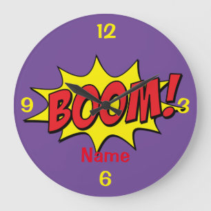 Cartoon Boom Thunder_Cove  Large Clock