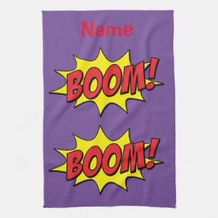 Cartoon Boom Thunder_Cove Tea Towel