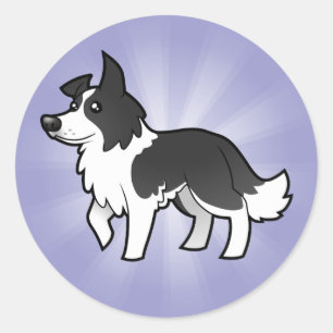 Cartoon Border Collie Classic Round Sticker
