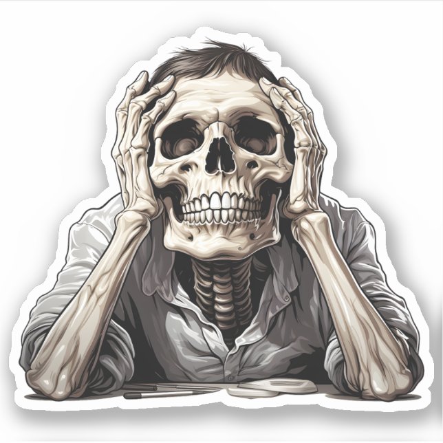 Cartoon Bored Halloween Skeleton  (Front)