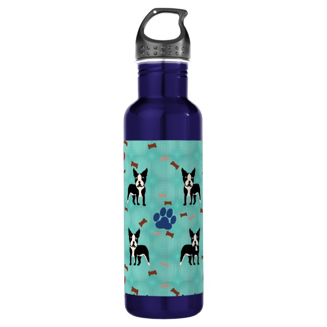 Cartoon Boston Terrier 710 Ml Water Bottle (Front)