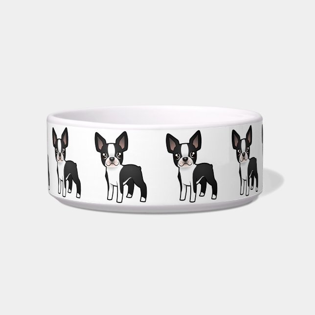 Cartoon Boston Terrier Bowl (Front)