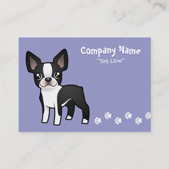 Cartoon Boston Terrier Business Card (Front)