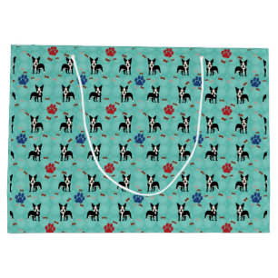 Cartoon Boston Terrier Large Gift Bag