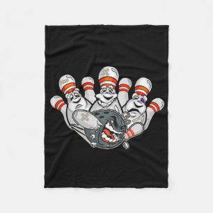 Cartoon Bowler Scared Bowling Pins Funny Sport Hal Fleece Blanket