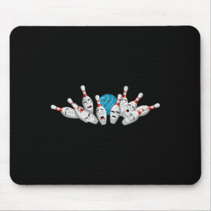 Cartoon Bowling Scared Bowling Pins Funny Sport Bo Mouse Mat