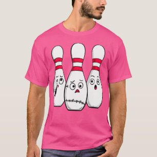 Cartoon Bowling Scared Bowling Pins Funny Sport Bo T-Shirt