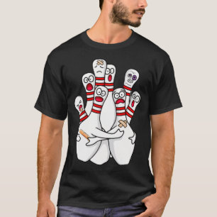 Cartoon Bowling Scared Bowling Pins Funny Sport Bo T-Shirt