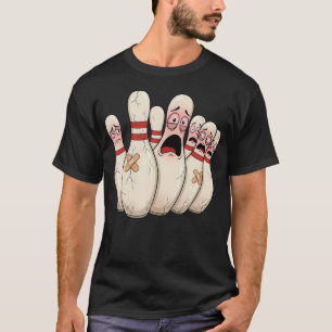 Cartoon Bowling Scared Bowling Pins Funny Sport T-Shirt