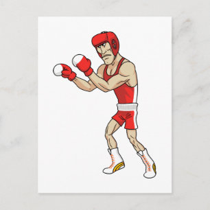 cartoon boxer postcard