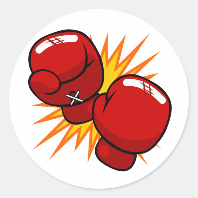 Cartoon Boxing Gloves Classic Round Sticker (Front)