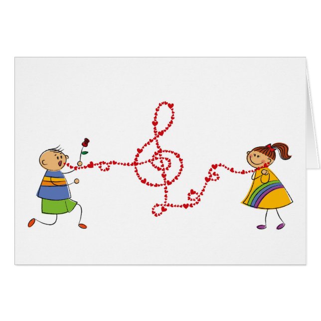 Cartoon Boy Girl Cute Love Song Serenade Proposal (Front Horizontal)