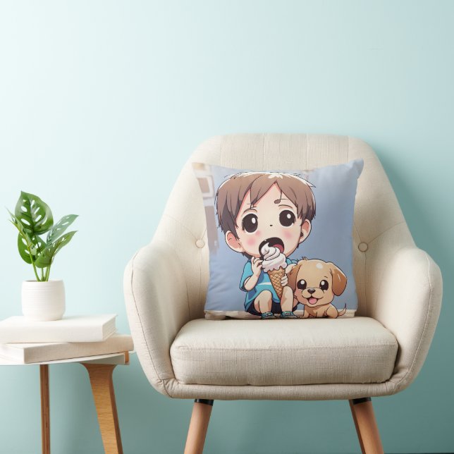 Cartoon Boy With Ice Cream Cone Cushion (Chair)