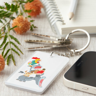 Cartoon Bremen Town Musicians Acrylic Keychain