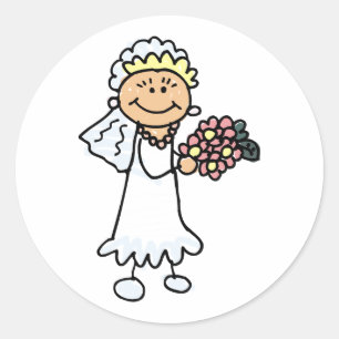 Cartoon Bride Classic Round Sticker
