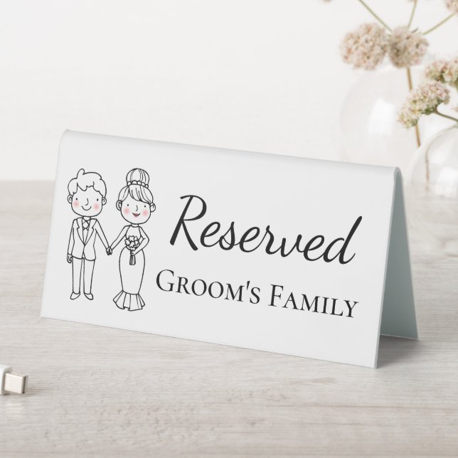 Cartoon Bride Groom Grooms Family Reserved Wedding (In SItu (Table))