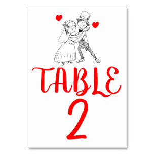 Cartoon Bride Groom Table Number