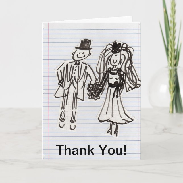 Cartoon Bride+Groom Thank You (Front)