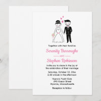 Cartoon Bride Groom Whimsical Retro Wedding