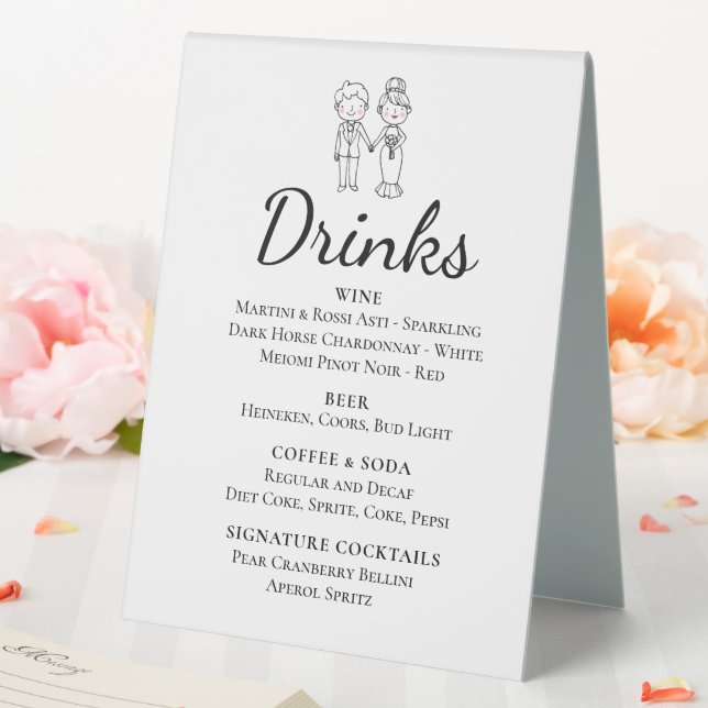 Cartoon Bride Groom Whimsical Wedding Drinks Bar (In SItu (Wedding))