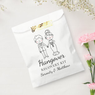 Cartoon Bride Groom Whimsical Wedding Hangover Kit Favour Bags
