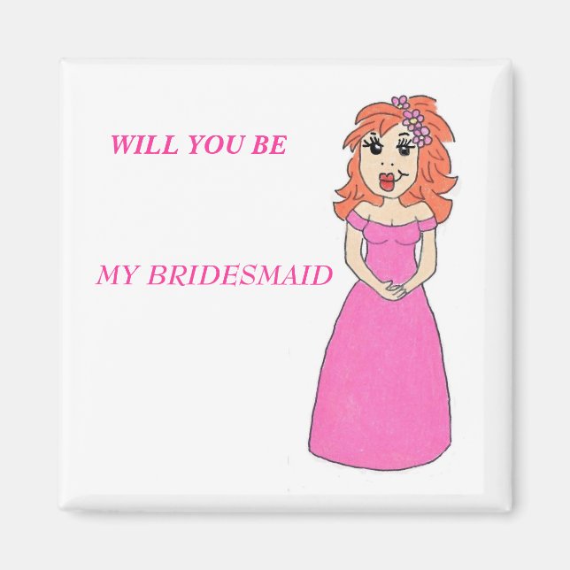 Cartoon Bridesmaid Magnet (Front)