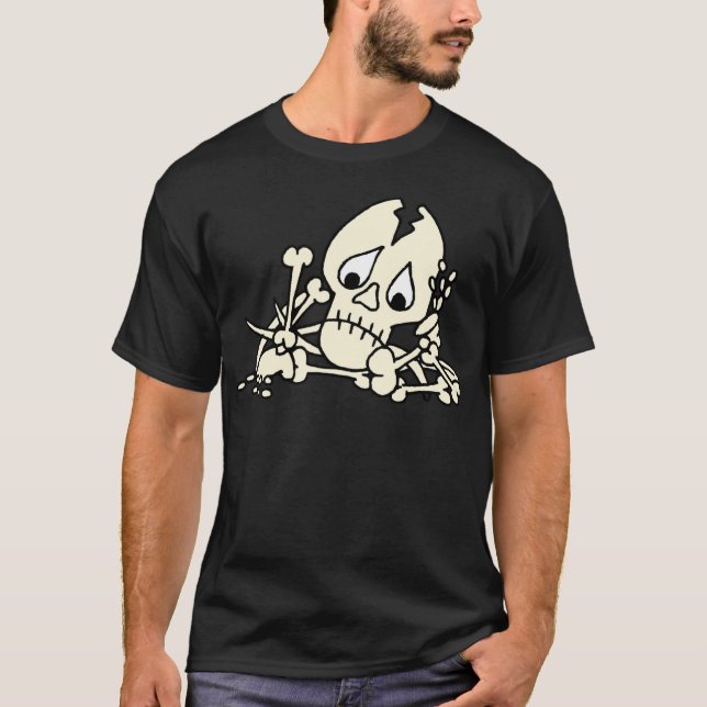 Cartoon Broken Bones Skeleton T-Shirt (Front)