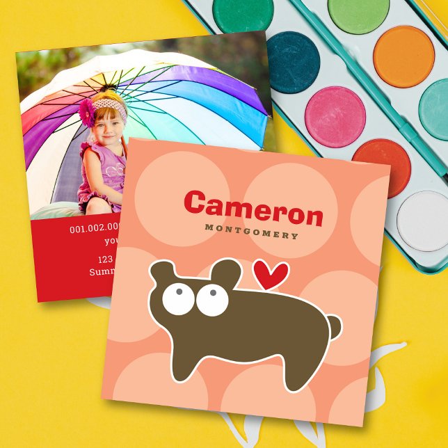 Cartoon Brown Bear Kid Profile Photo Calling Card (Creator Uploaded)