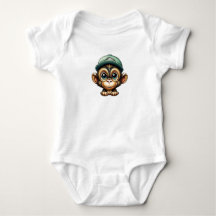 Cartoon Brown Cute and Fun Wide Eyed Baby Monkey