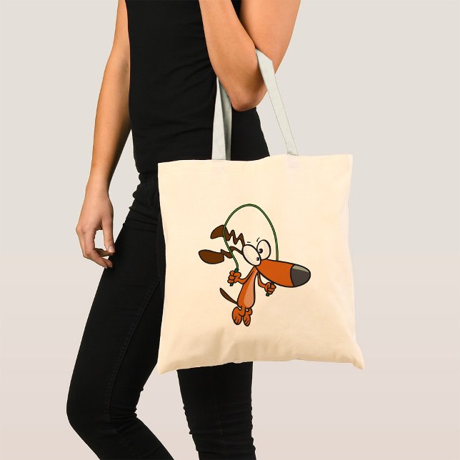 Cartoon Brown Dog Skipping Tote Bag (Creator Uploaded)