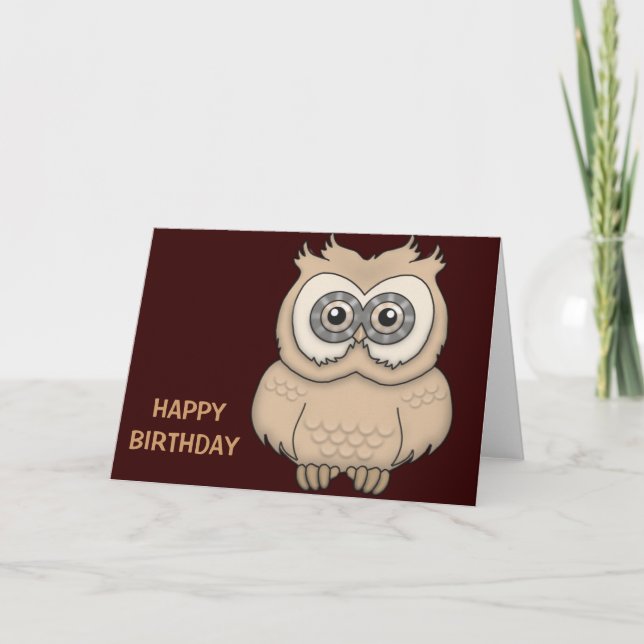 Cartoon Brown Owl Card (Front)