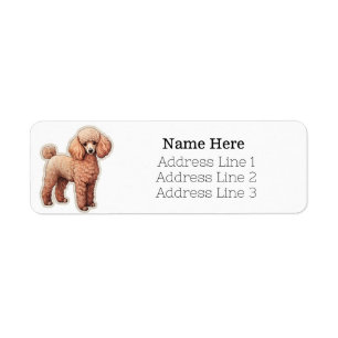 Cartoon Brown Poodle Puppy Dog Return Address