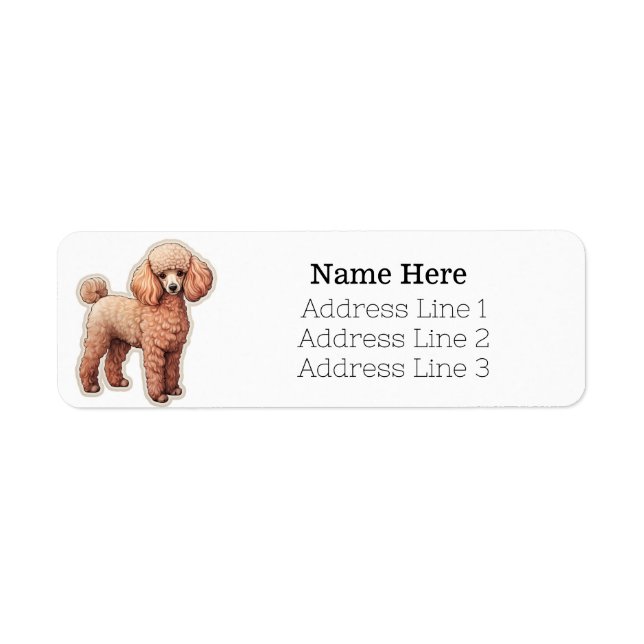 Cartoon Brown Poodle Puppy Dog Return Address (Front)