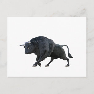 Cartoon Bull in Side Profile with Tail Down Postcard