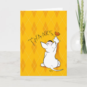 Cartoon Bull Terrier "Thank you!" Greeting Card