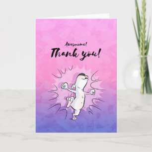 Cartoon Bull Terrier "Thank you!" Greeting Card