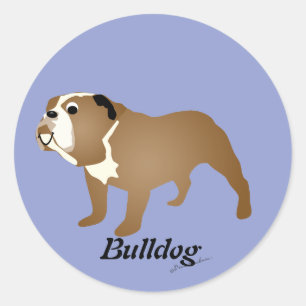 Cartoon Bulldog Classic Round Sticker
