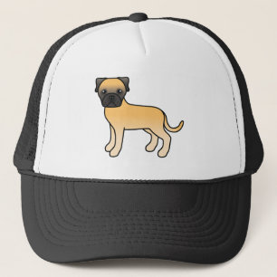 Cartoon Bullmastiff Dog In Fawn Coat Trucker Hat