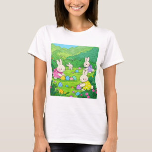 Cartoon Bunnies Easter Eggs T-Shirt