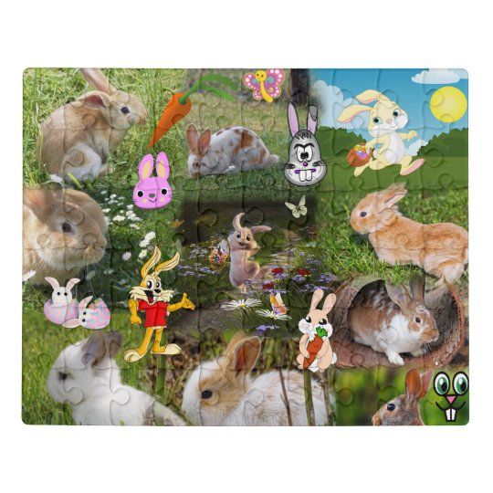 Cartoon Bunny / Baby Rabbit Jigsaw Puzzle for Kids Zazzle.co.uk