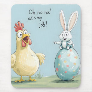Cartoon Bunny Chick Egg Easter Fun Mouse Mat