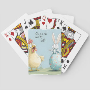 Cartoon Bunny Chick Egg Easter Fun Playing Cards